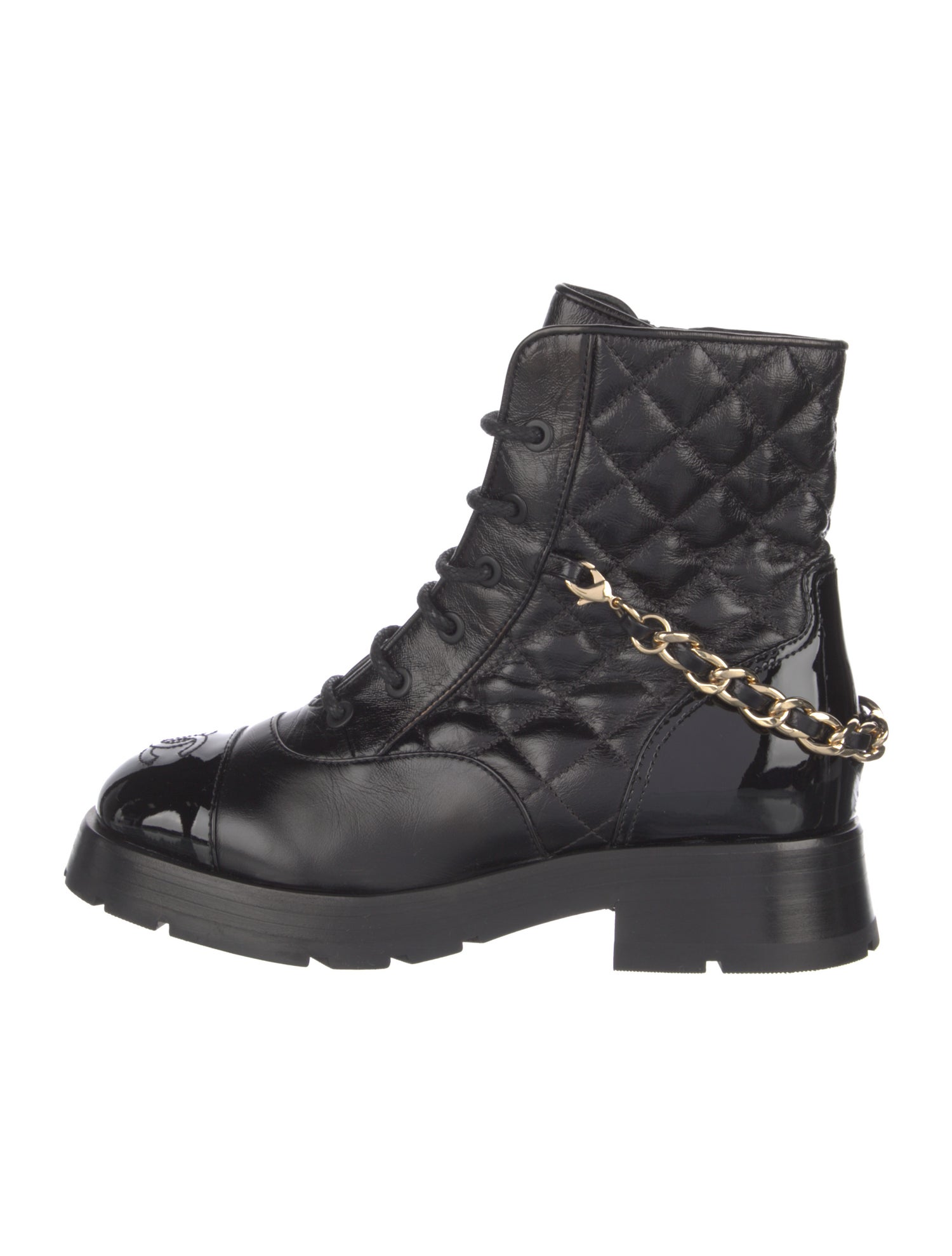 Chanel 2022 Interlocking CC Logo Combat Boots