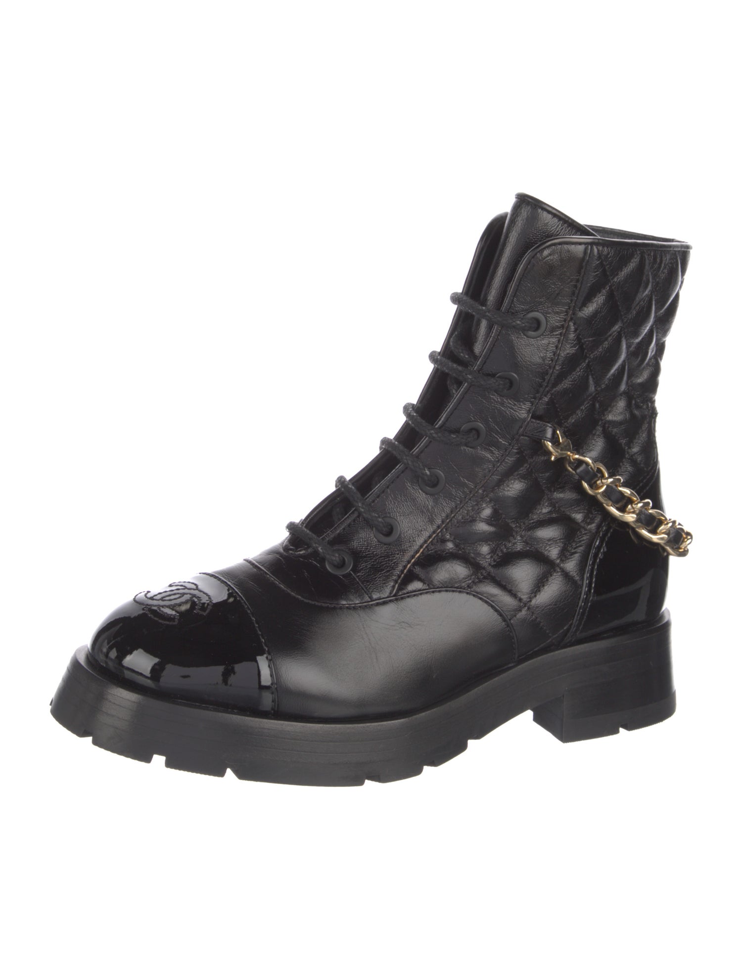 Chanel 2022 Interlocking CC Logo Combat Boots