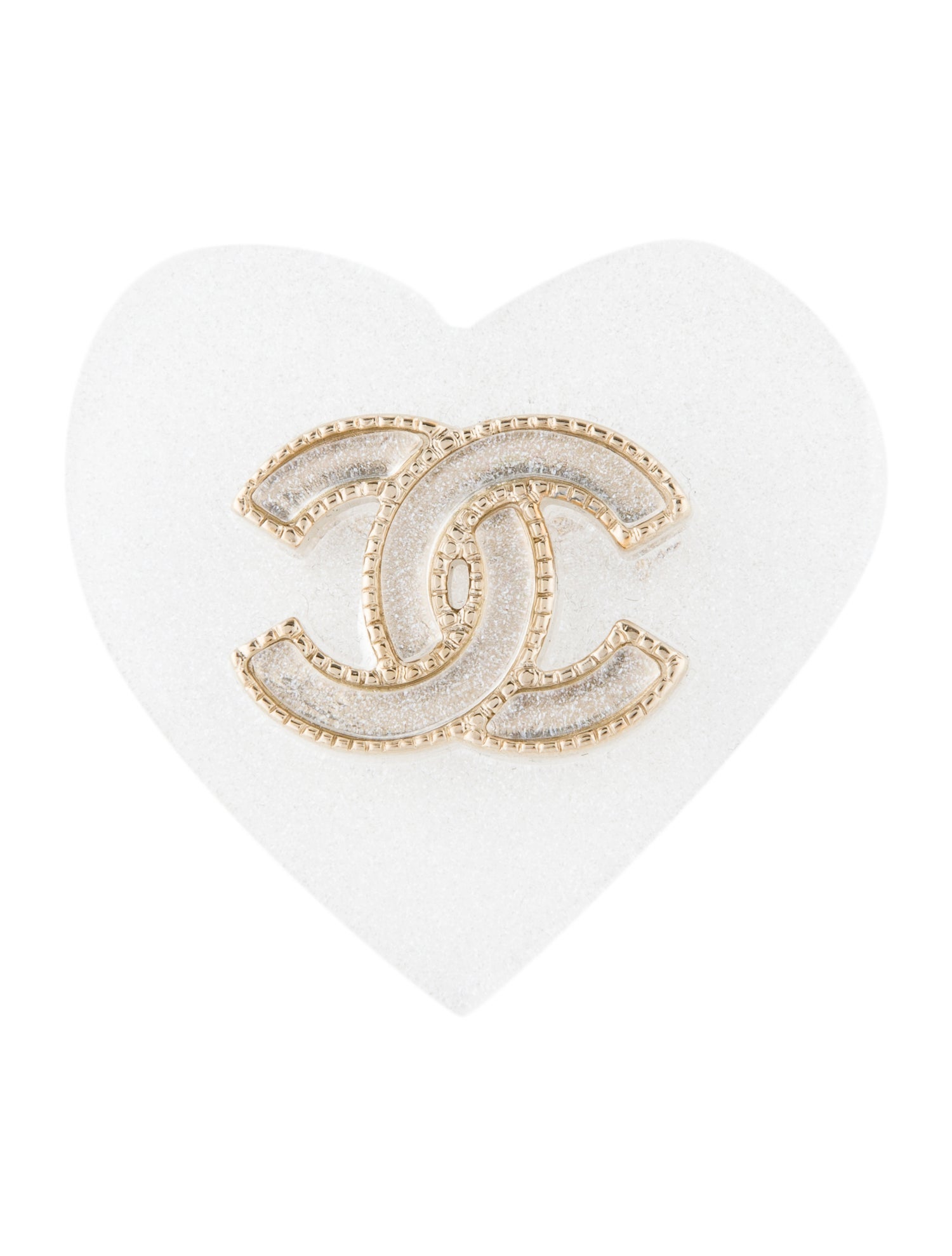 Chanel Resin Heart CC Brooch