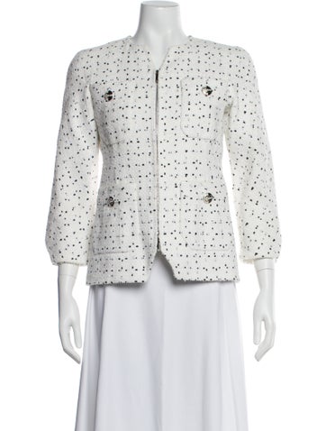 Pre-owned Chanel 2017 Tweed Evening Jacket In White