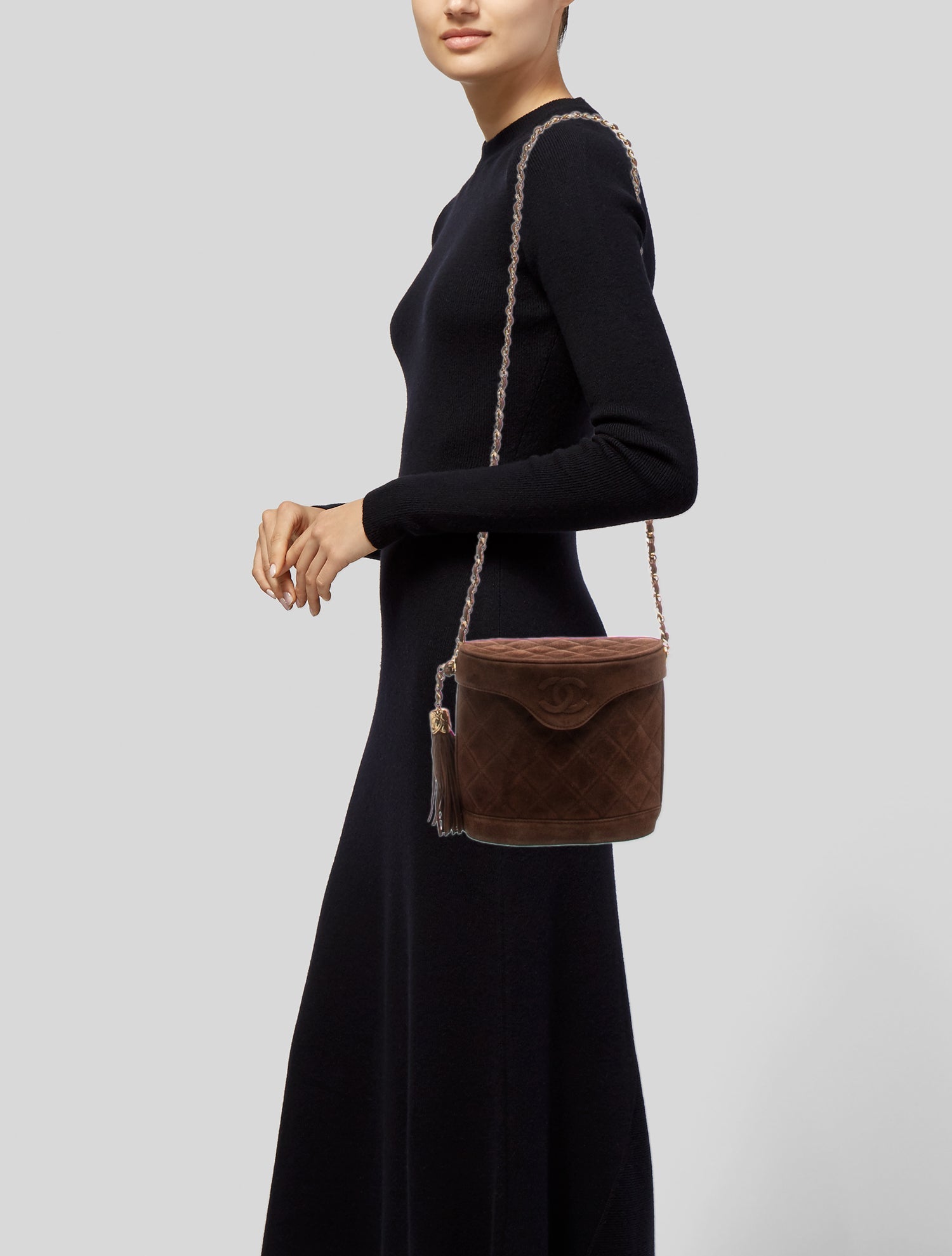 Chanel Quilted Suede Tassel Bag