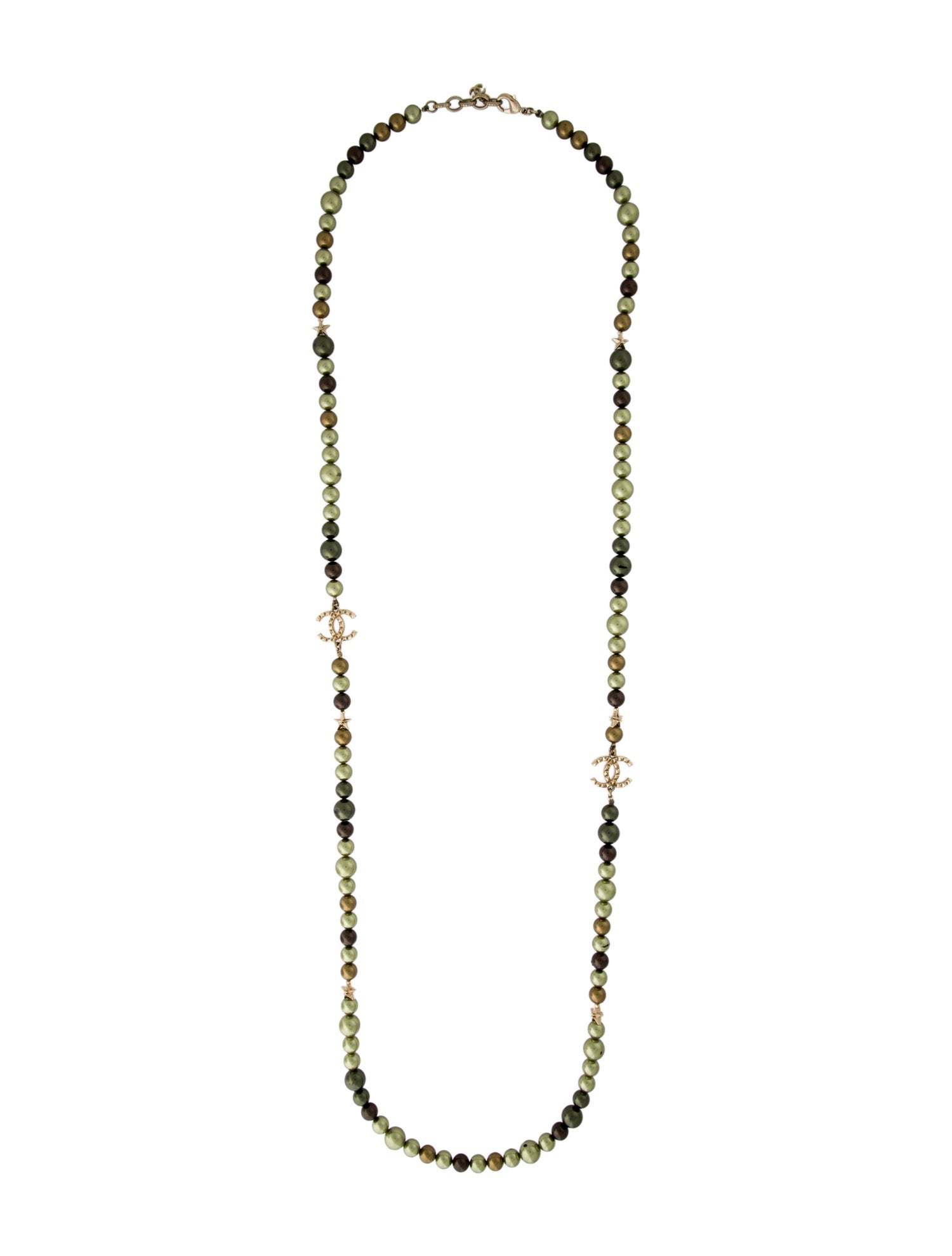 Chanel Faux Pearl CC Station Necklace