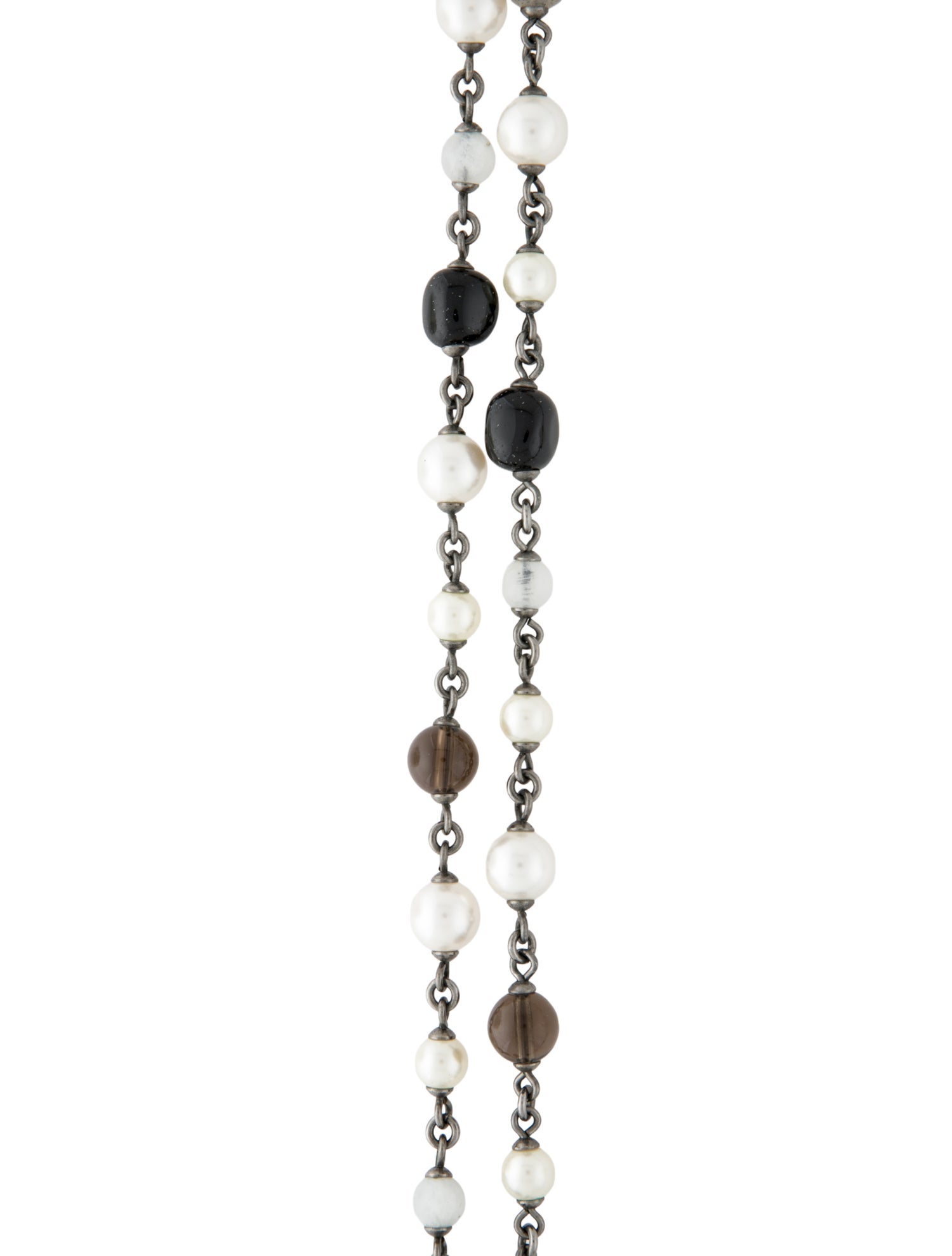 Chanel Faux Pearl, Resin, & Glass Bead CC Station Necklace