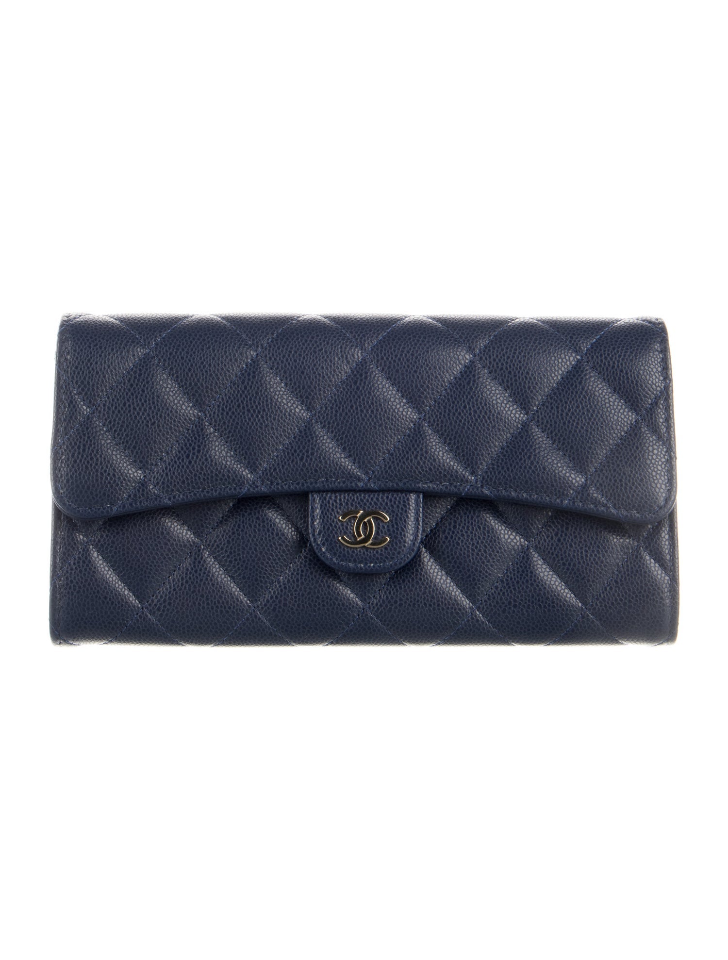 Chanel Large Gusset Flap Continental Wallet Interlocking CC Logo Trifold Wallet