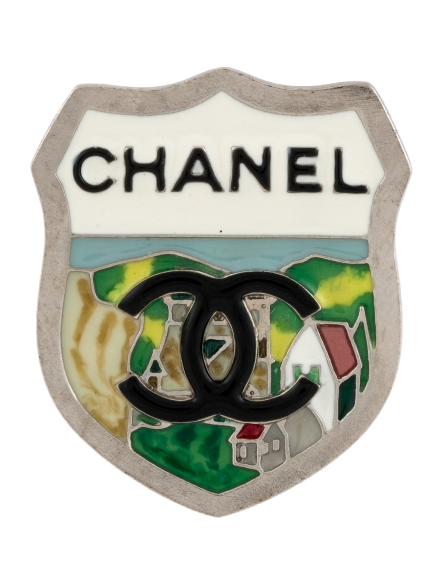 Chanel Resin CC Coat of Arm Pin Brooch