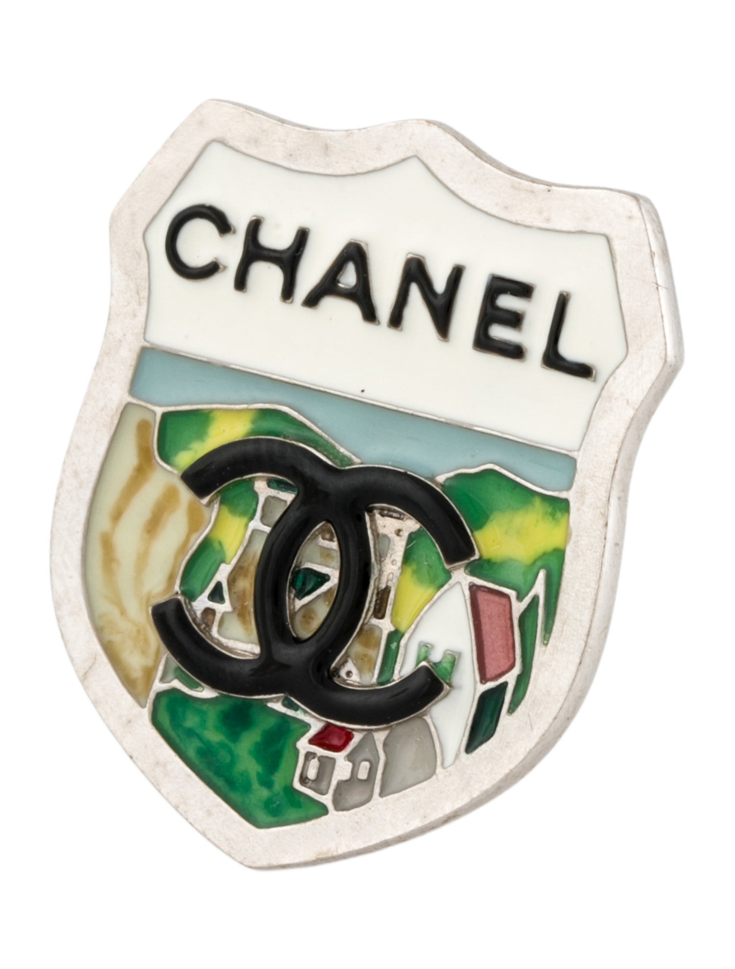 Chanel Resin CC Coat of Arm Pin Brooch