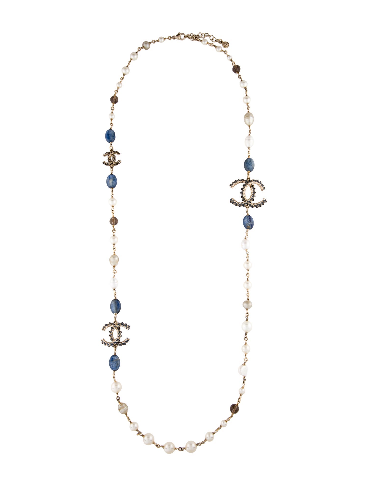 Chanel Pearl, Faux Pearl & Multistone Station Necklace