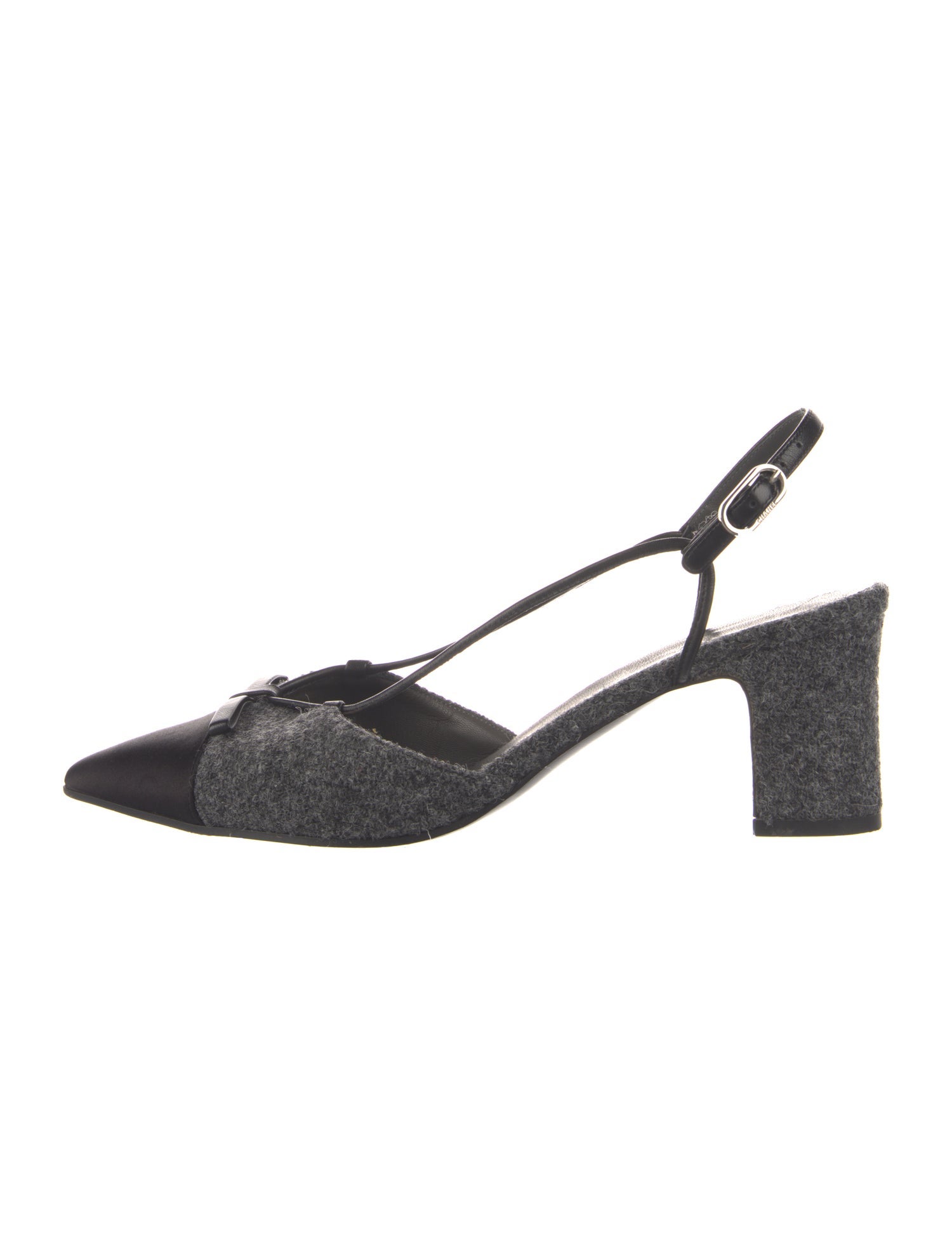 Chanel Interlocking CC Logo Wool Slingback Pumps