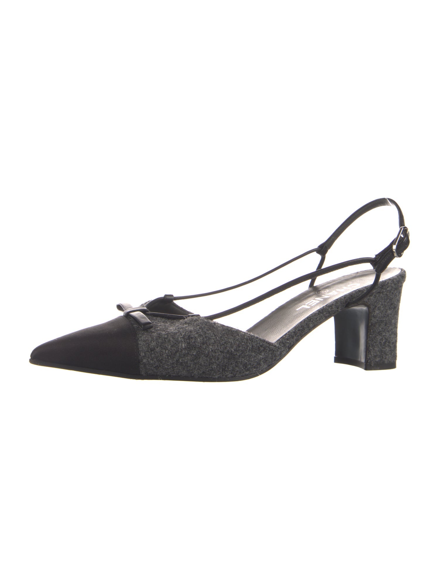 Chanel Interlocking CC Logo Wool Slingback Pumps