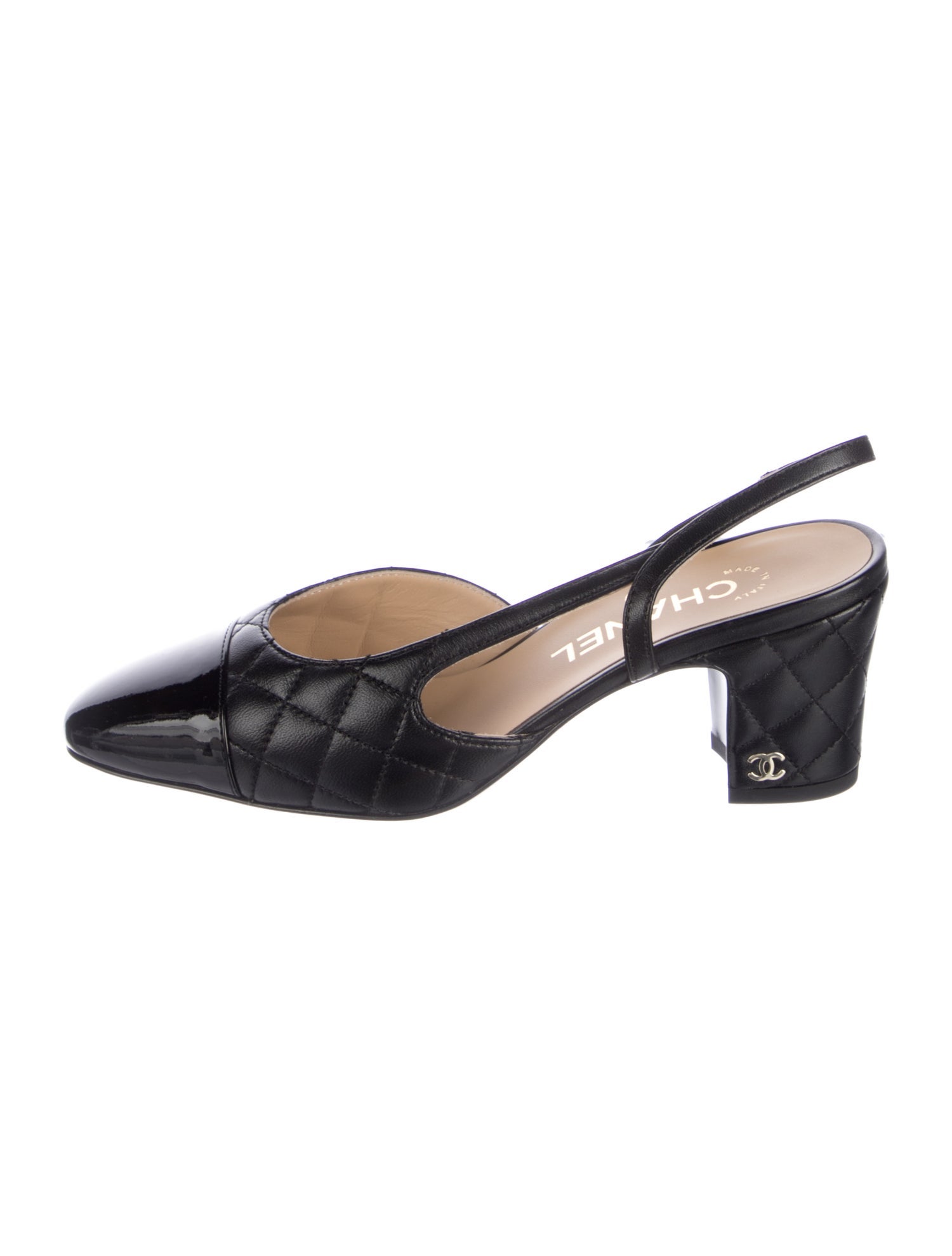 Chanel Interlocking CC Logo Lambskin Slingback Pumps