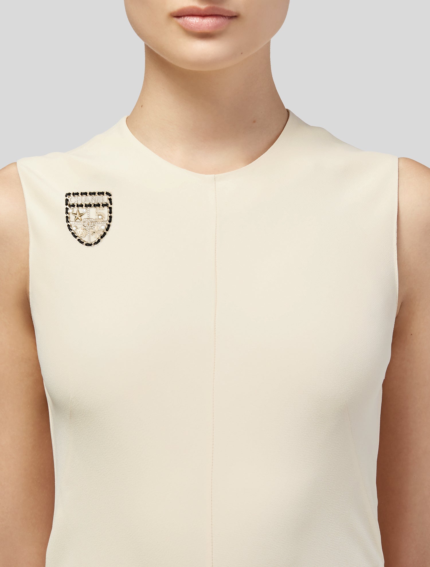 Chanel 2025 Faux Pearl, Leather & Strass CC Shield Brooch w/ Tags