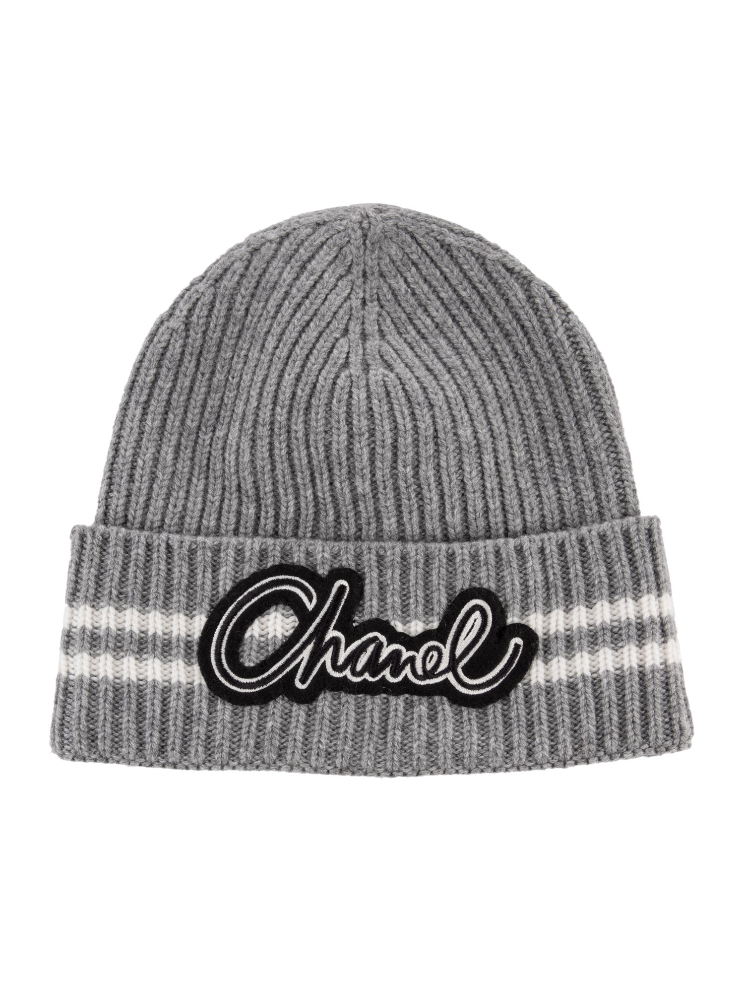 Chanel Embroidered Cashmere Logo Beanie