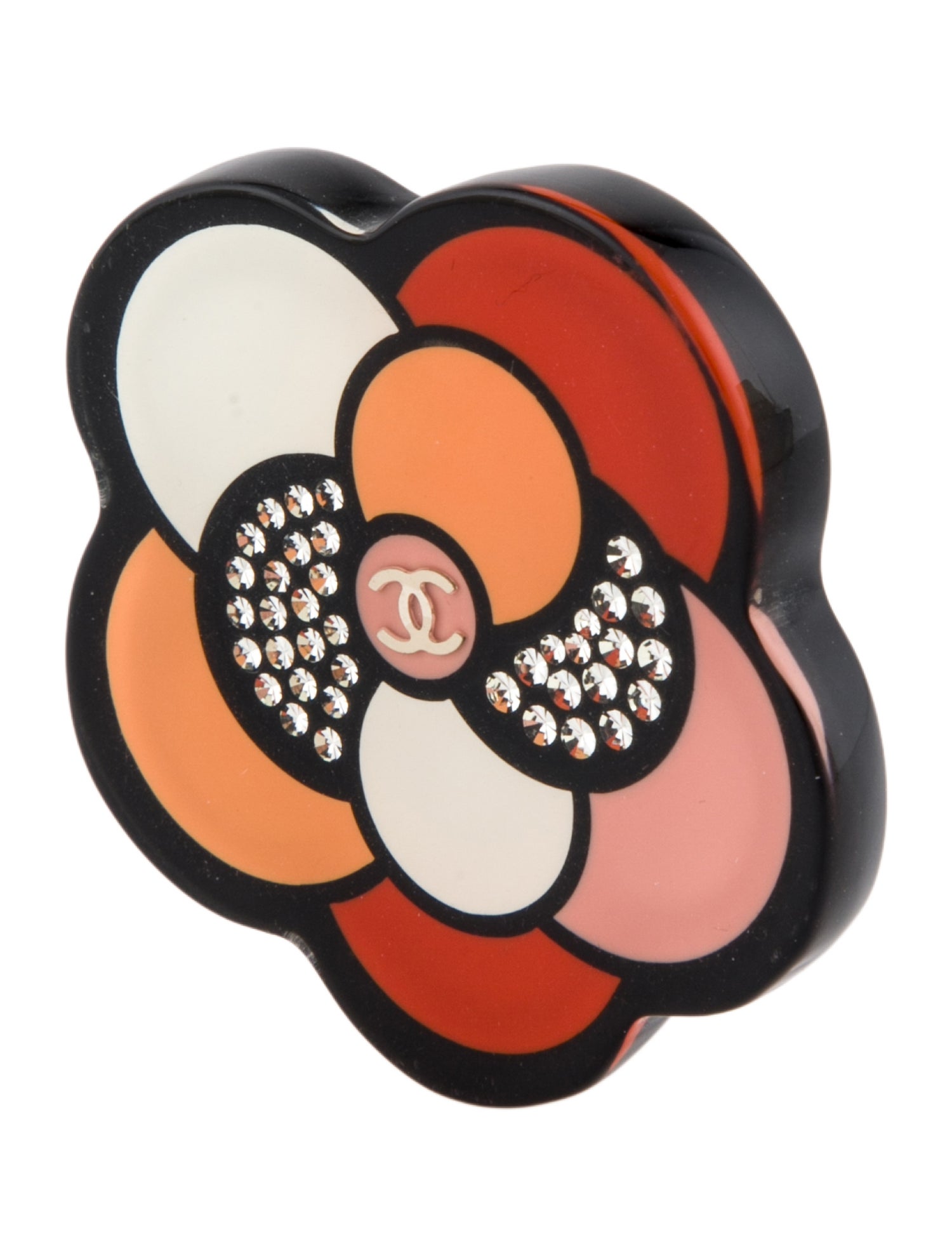 Chanel Strass & Resin Camellia Pin