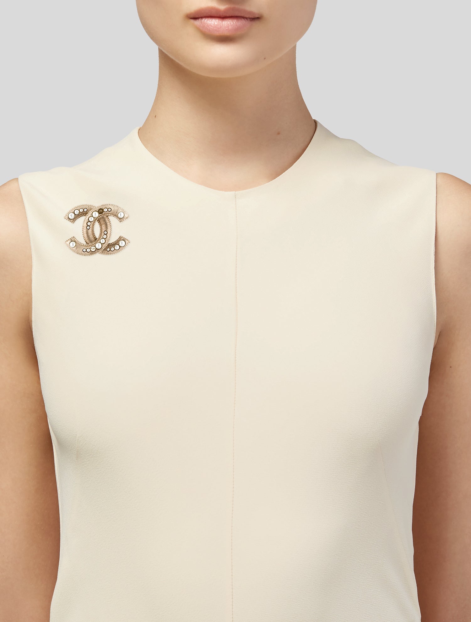 Chanel Faux Pearl CC Brooch