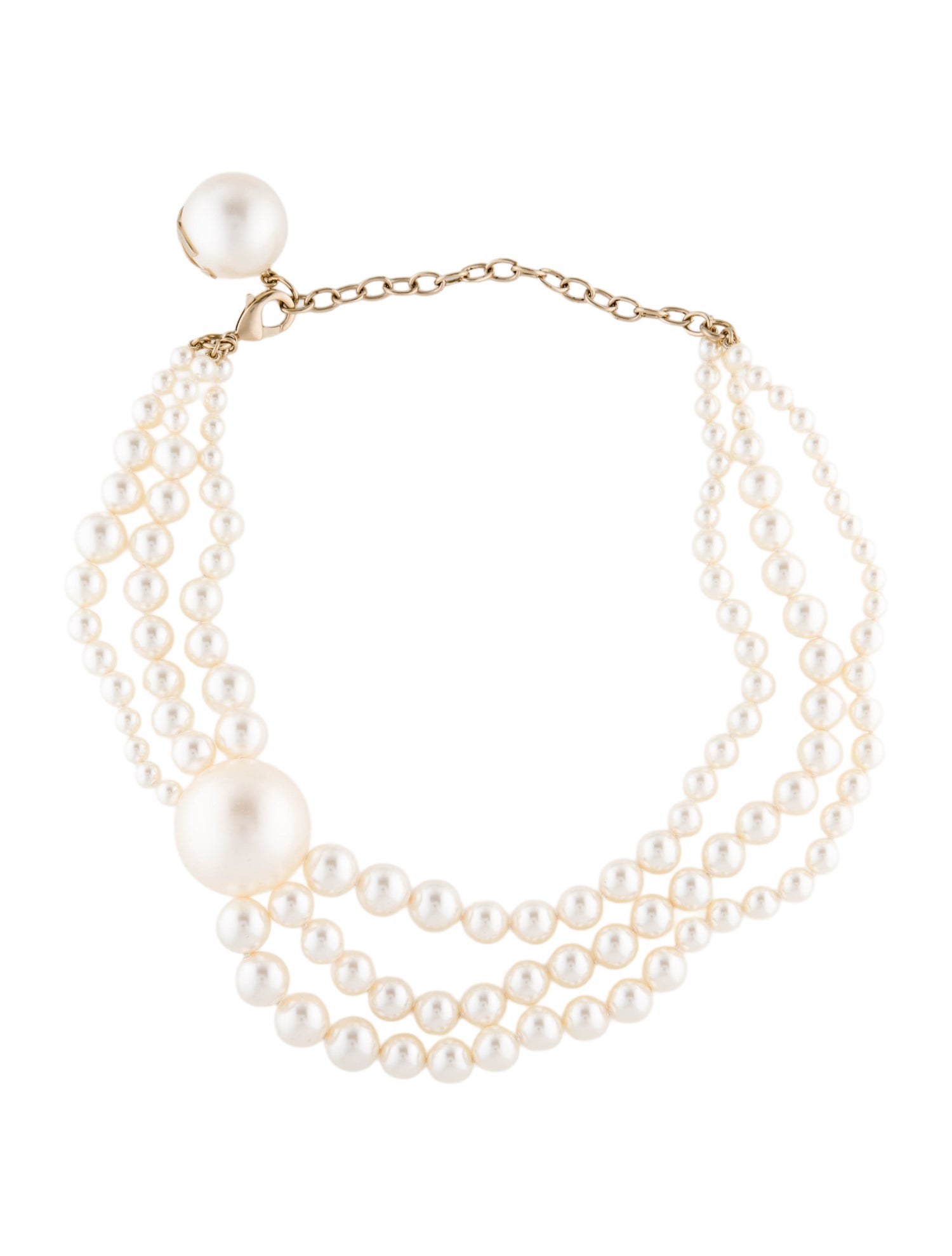 Chanel Faux Pearl CC Multistrand Necklace