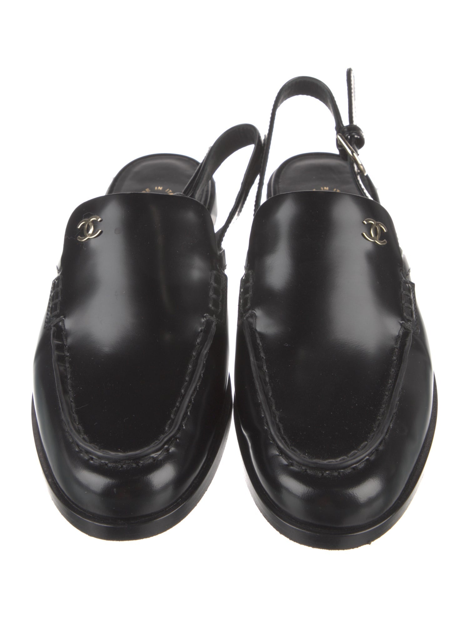 Chanel Interlocking CC Logo Calfskin Slingback Flats