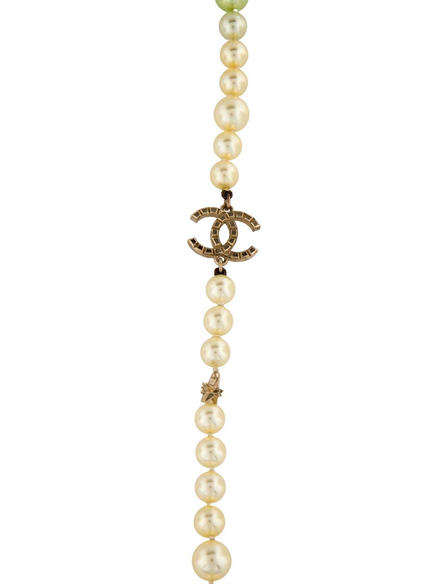 Chanel Faux Pearl CC Long Necklace
