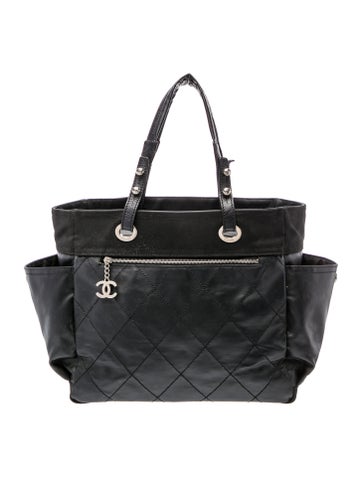 Pre-owned Chanel Paris Biarritz Tote In Black