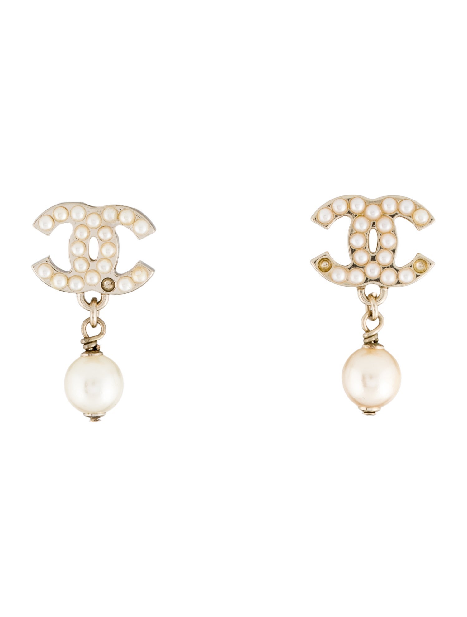 Chanel Faux Pearl Stud Earrings