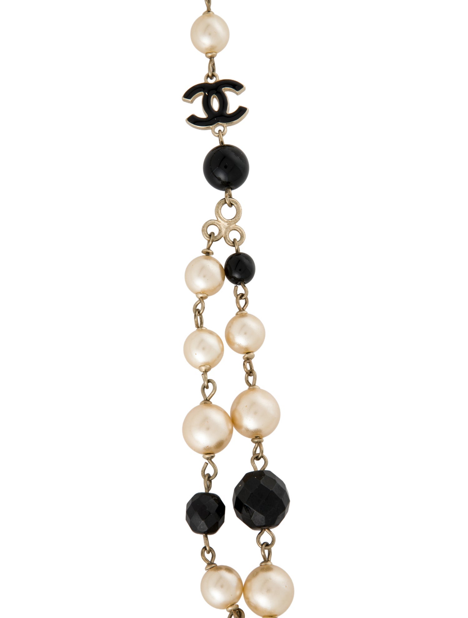 Chanel Faux Pearl & Resin CC Long Bead Strand Necklace