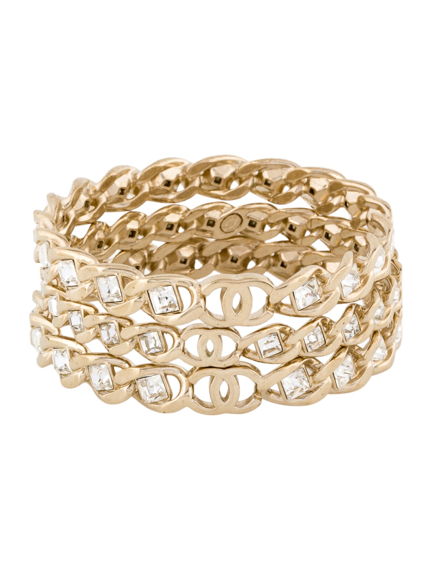 Chanel 2019 Strass CC Bangle Set of 3