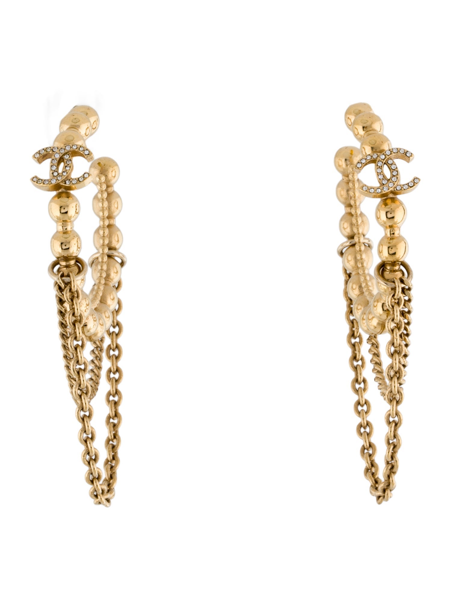 Chanel Strass CC Chain Hoop Earrings