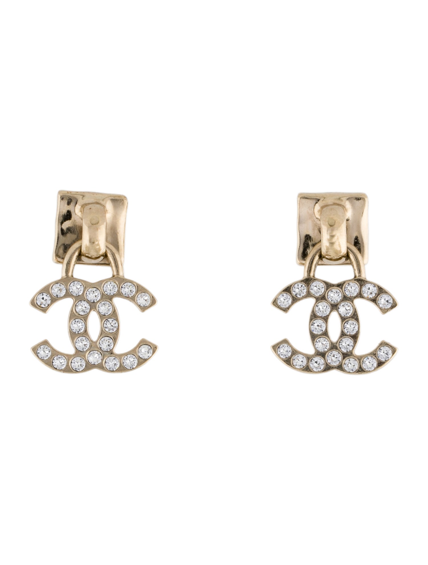 Chanel Strass CC Drop Earrings