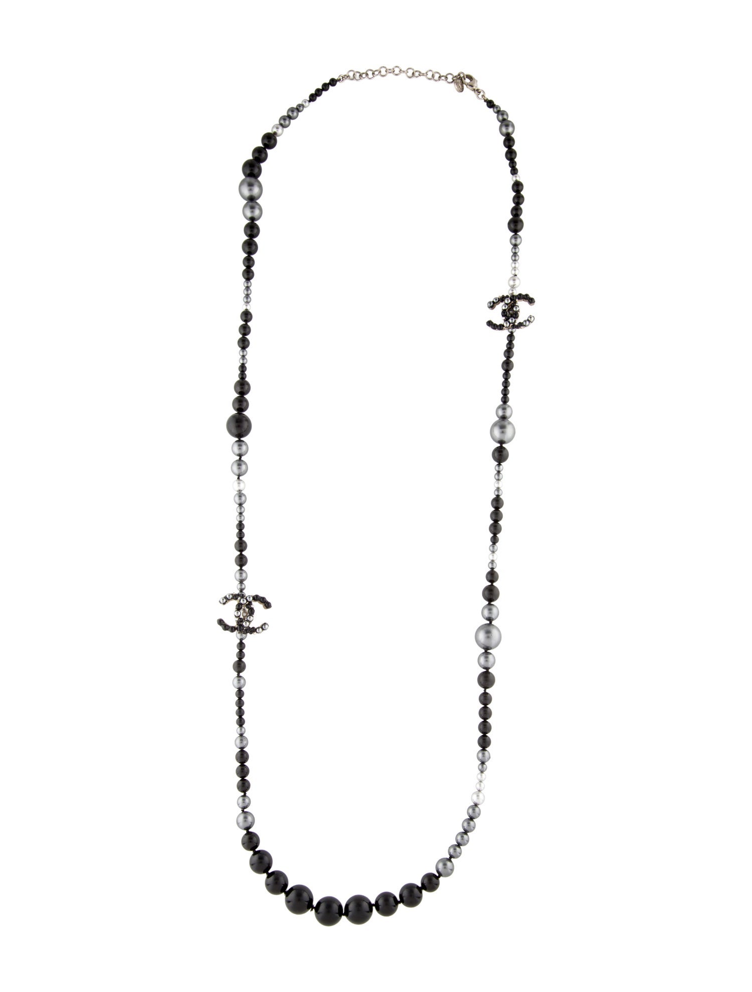Chanel Faux Pearl & Resin CC Station Necklace