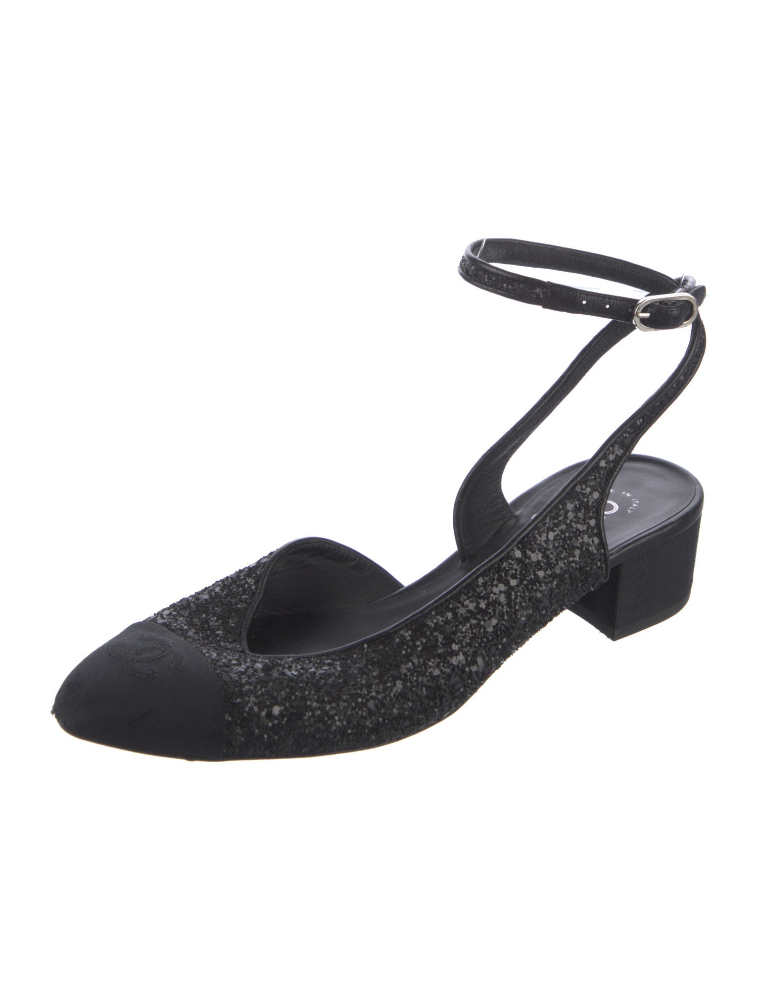 Chanel Interlocking CC Logo Glitter Slingback Pumps