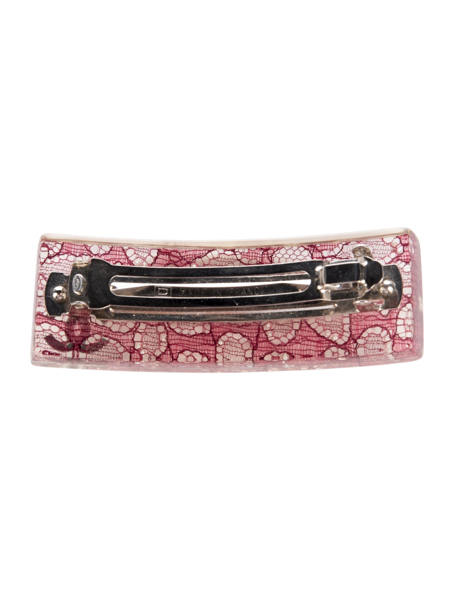 Chanel Lace and Pearl Interlocking CC Hair Clip