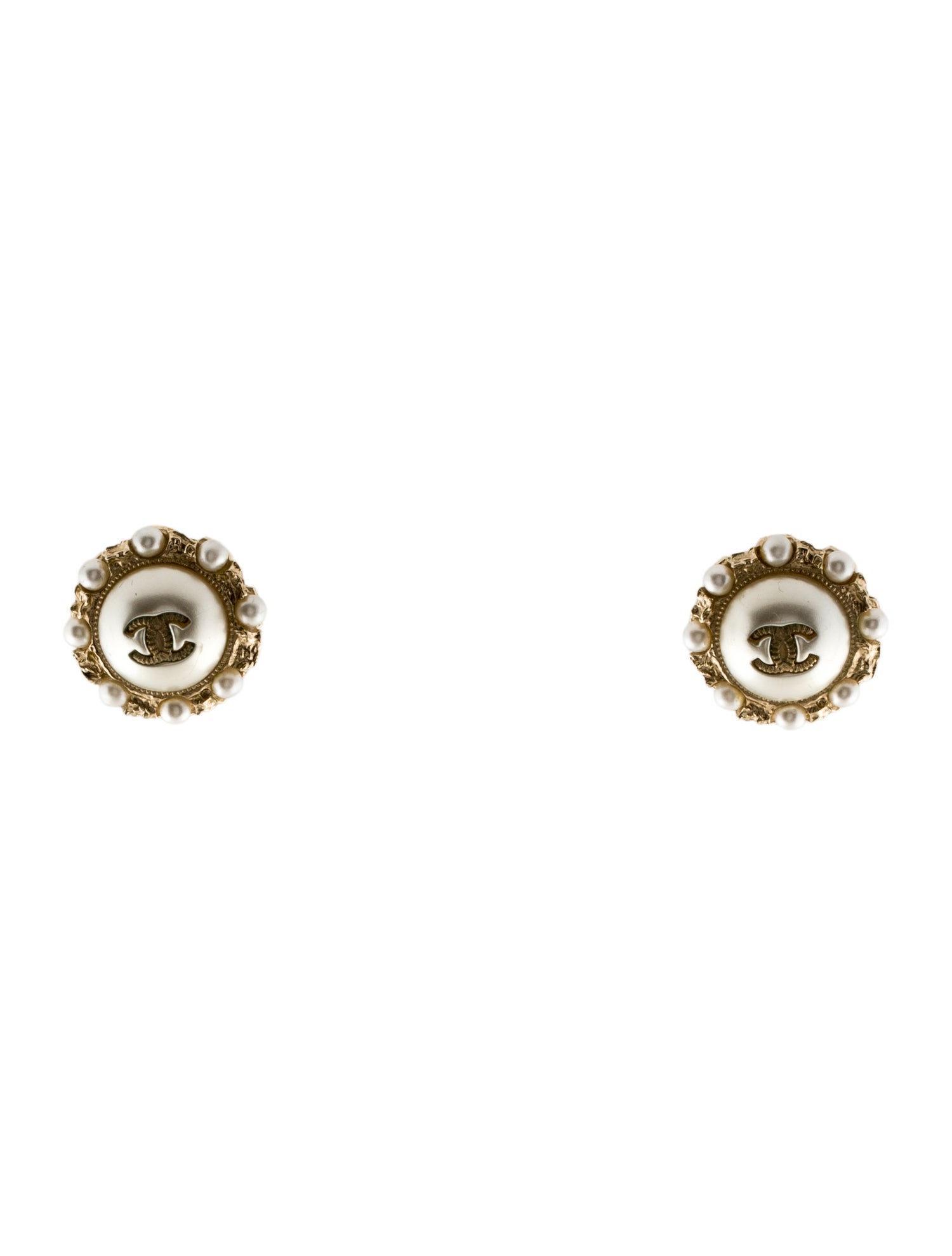 Chanel 2019 Faux Pearl CC Stud Earrings