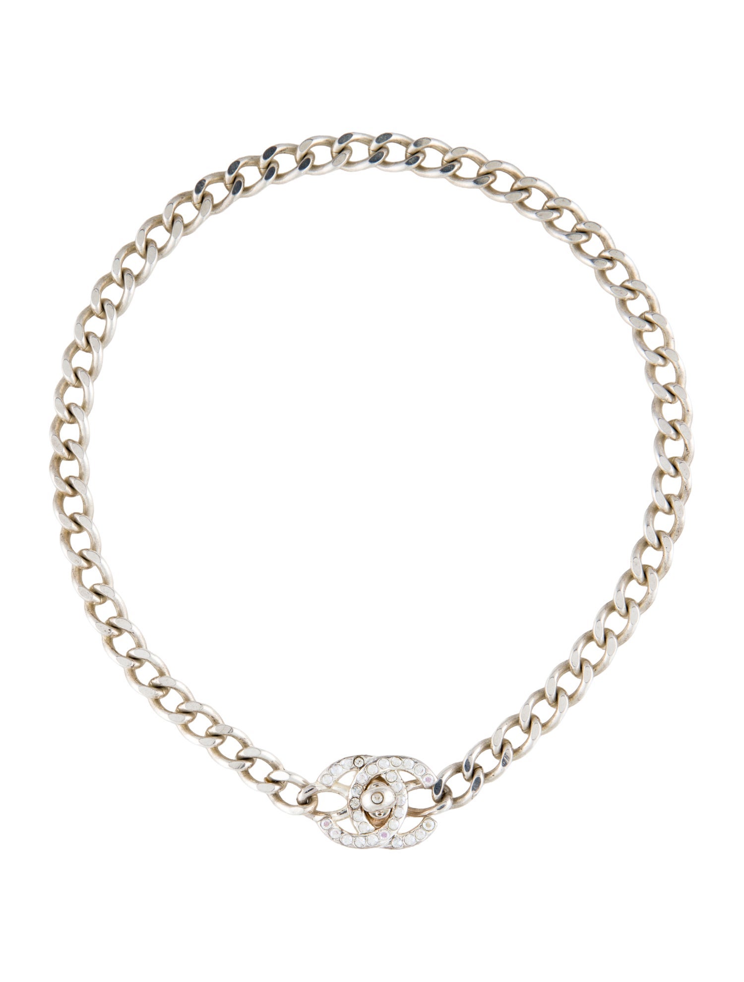 Chanel Vintage Strass CC Turnlock Choker Necklace