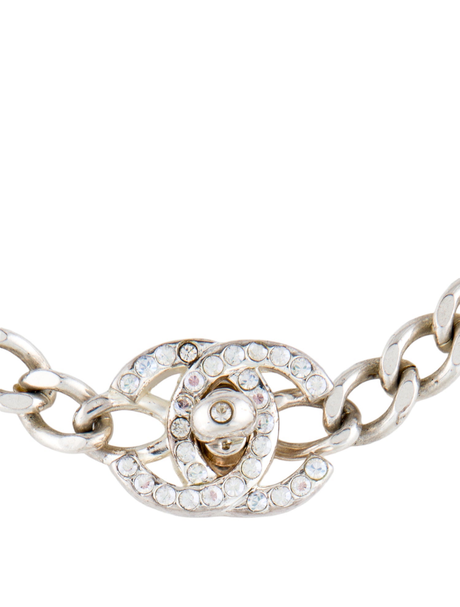 Chanel Vintage Strass CC Turnlock Choker Necklace