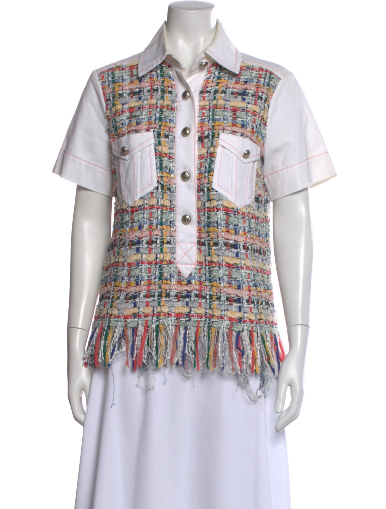 Chanel 2015 Tweed Pattern Button-Up Top