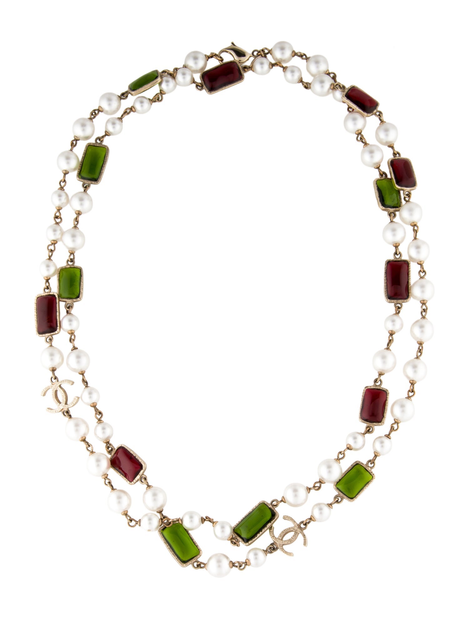 Chanel Faux Pearl & Gripoix CC Station Necklace