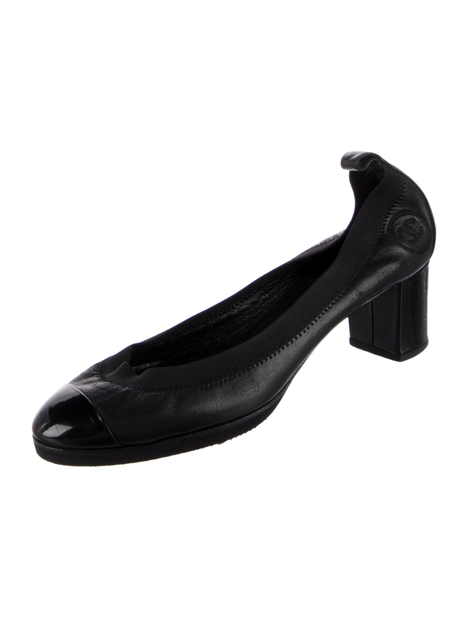 Chanel Interlocking CC Logo Leather Slingback Pumps