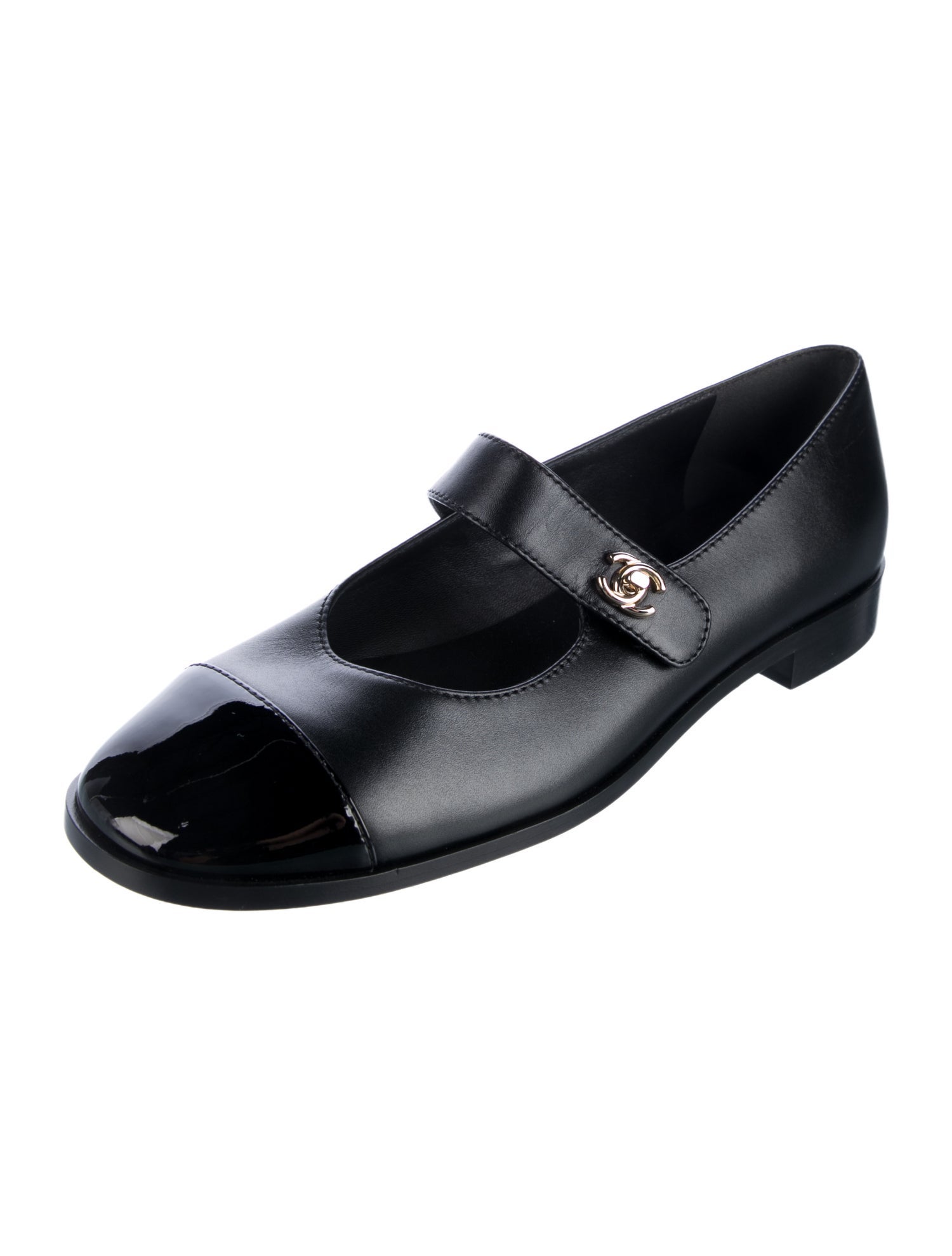 Chanel Mary Jane Interlocking CC Logo Mary Jane Flats