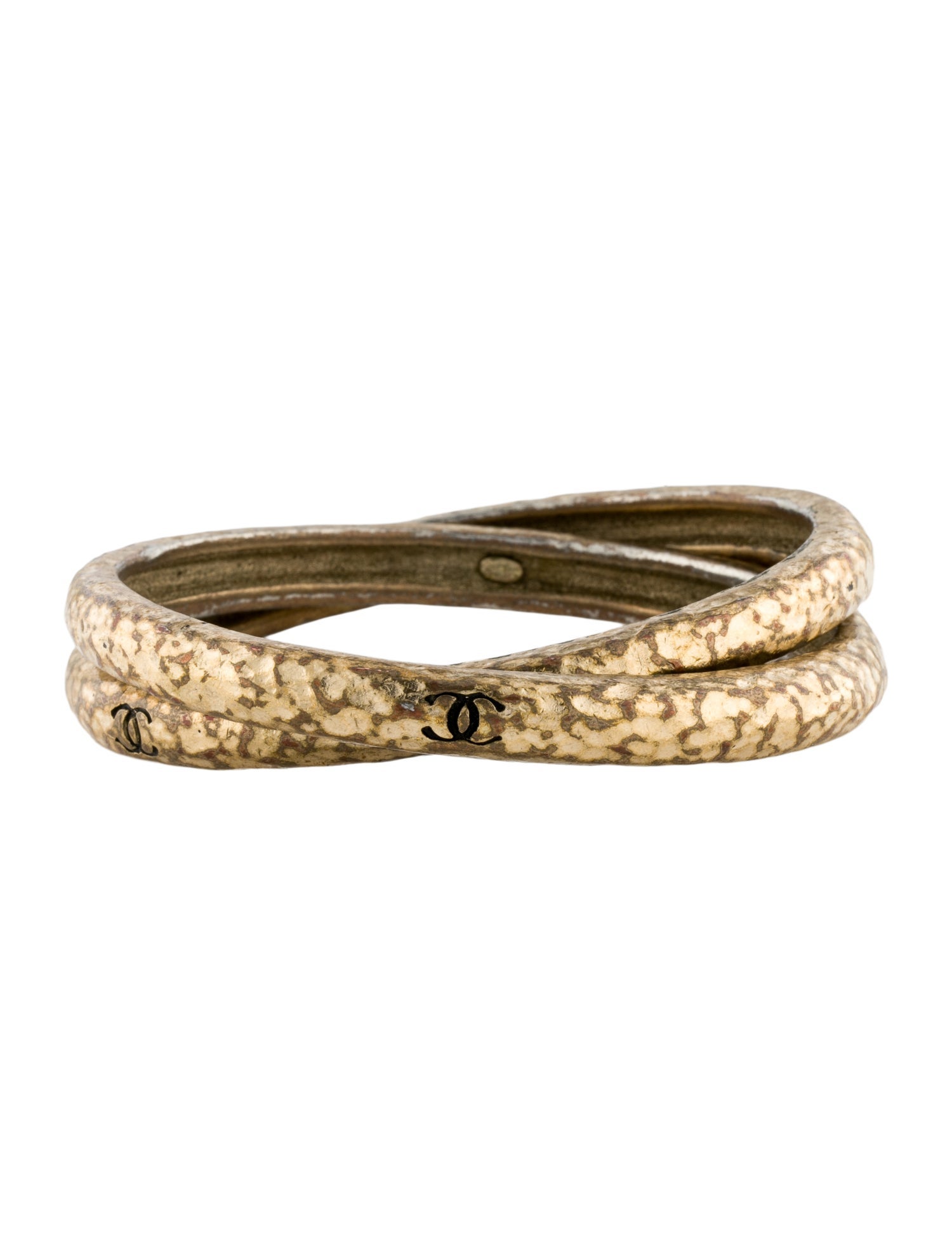 Chanel Hammered CC Rolling Bangle