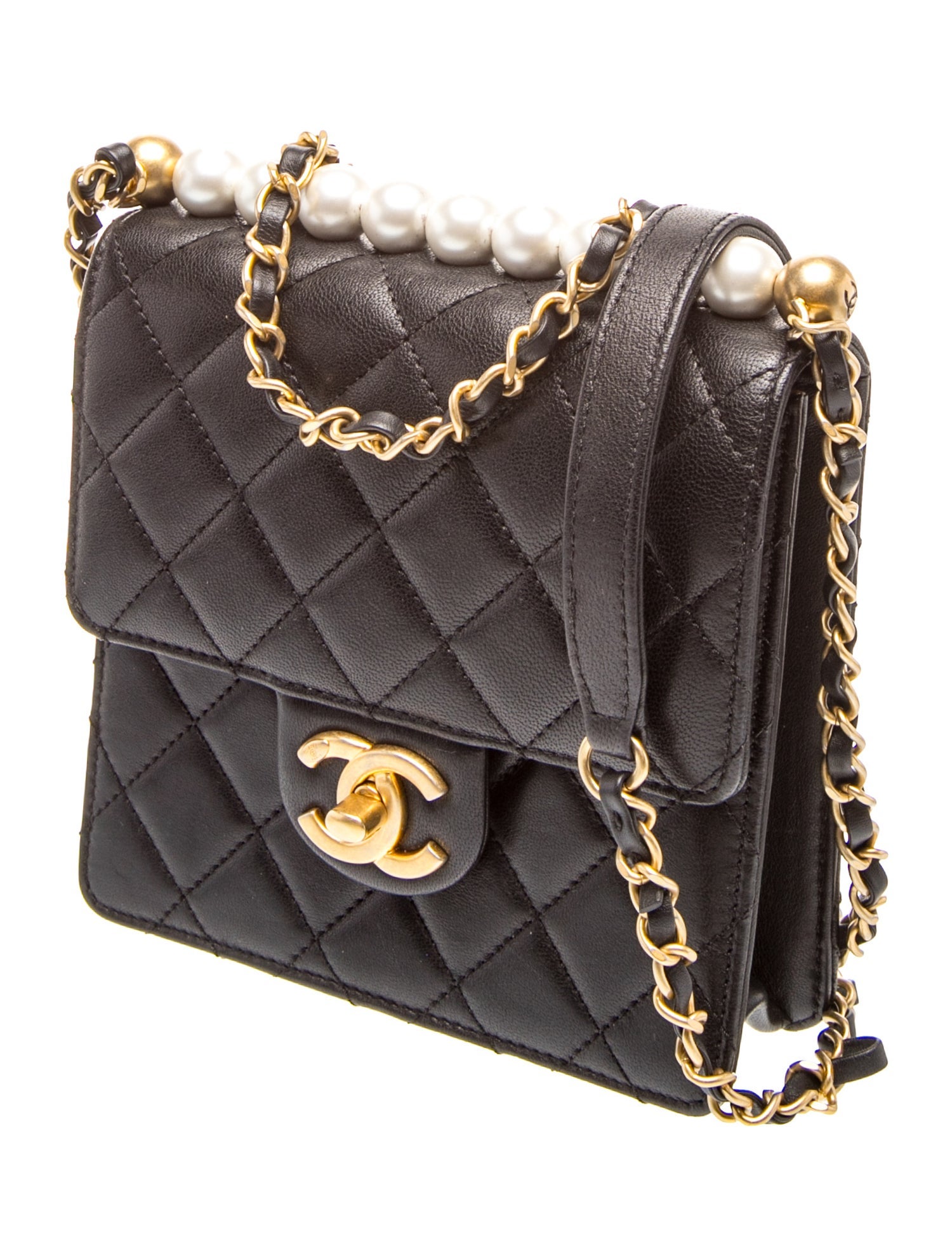 Chanel Small Chic Pearls Flap Bag - Black Crossbody Bags, Handbags