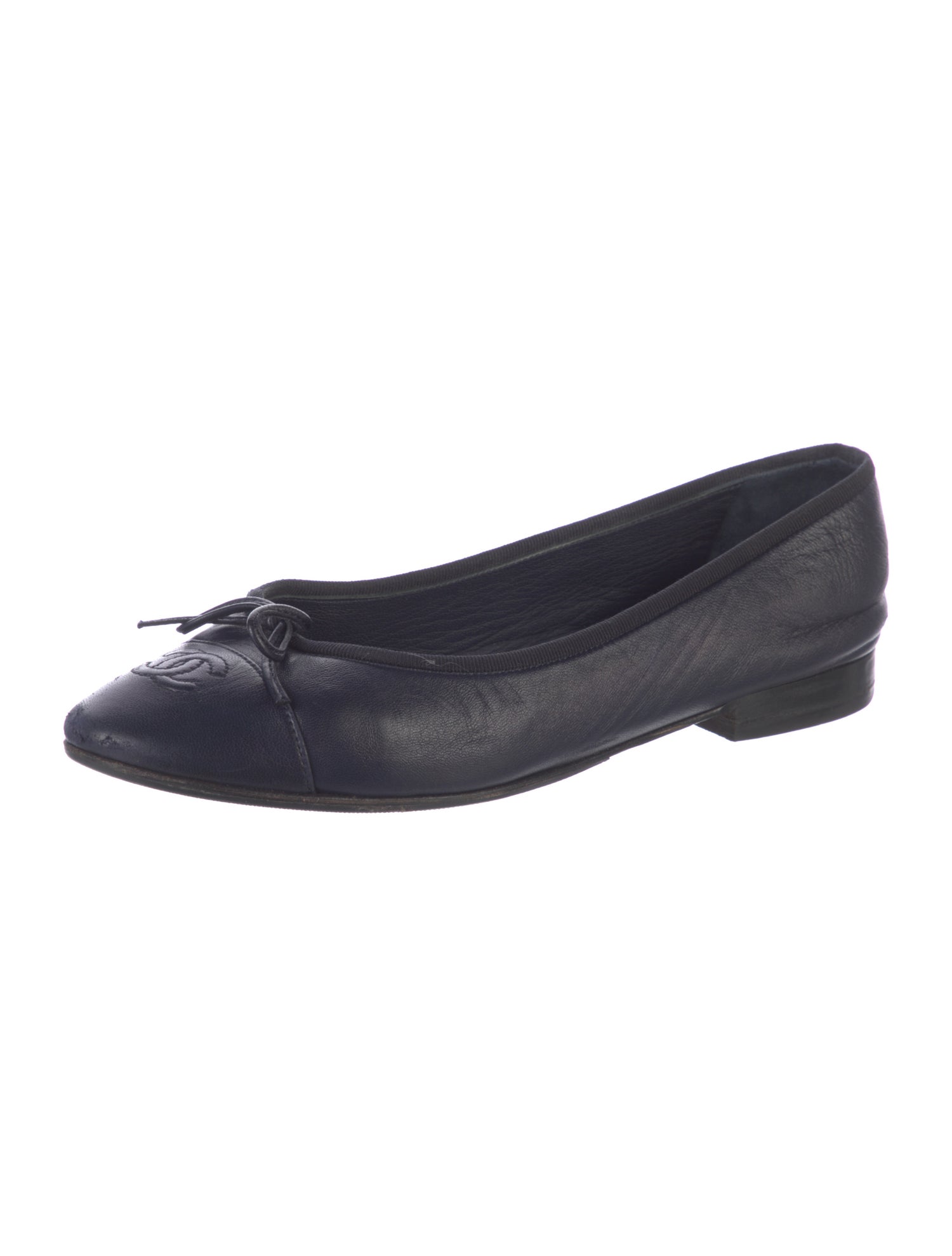 Chanel Interlocking CC Logo Leather Flats