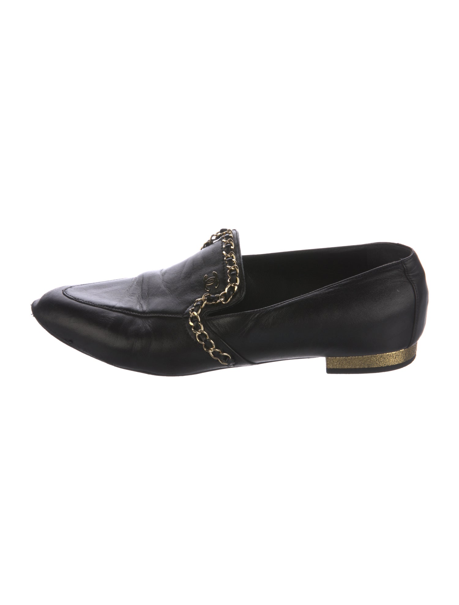 Chanel Interlocking CC Logo Leather Loafers