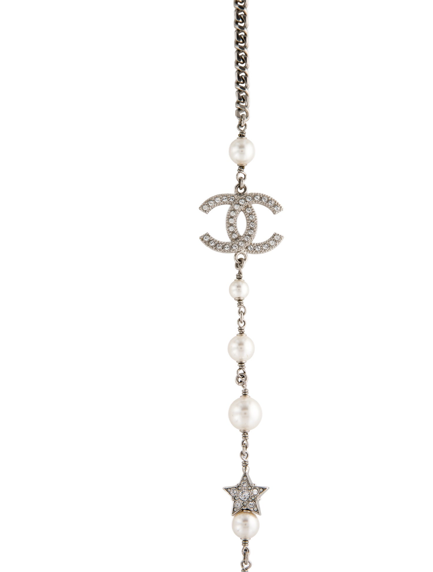 Chanel Faux Pearl & Strass CC Star Necklace