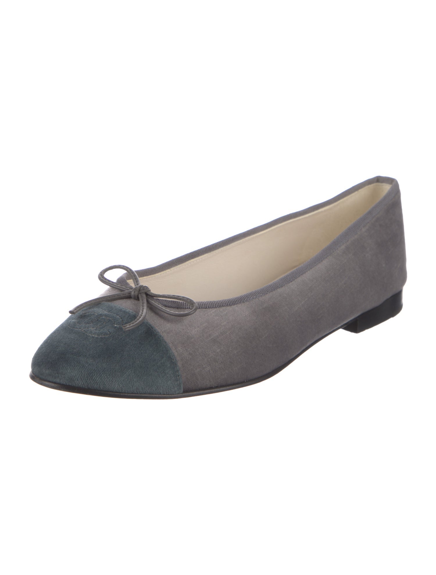 Chanel Interlocking CC Logo Velvet Ballet Flats