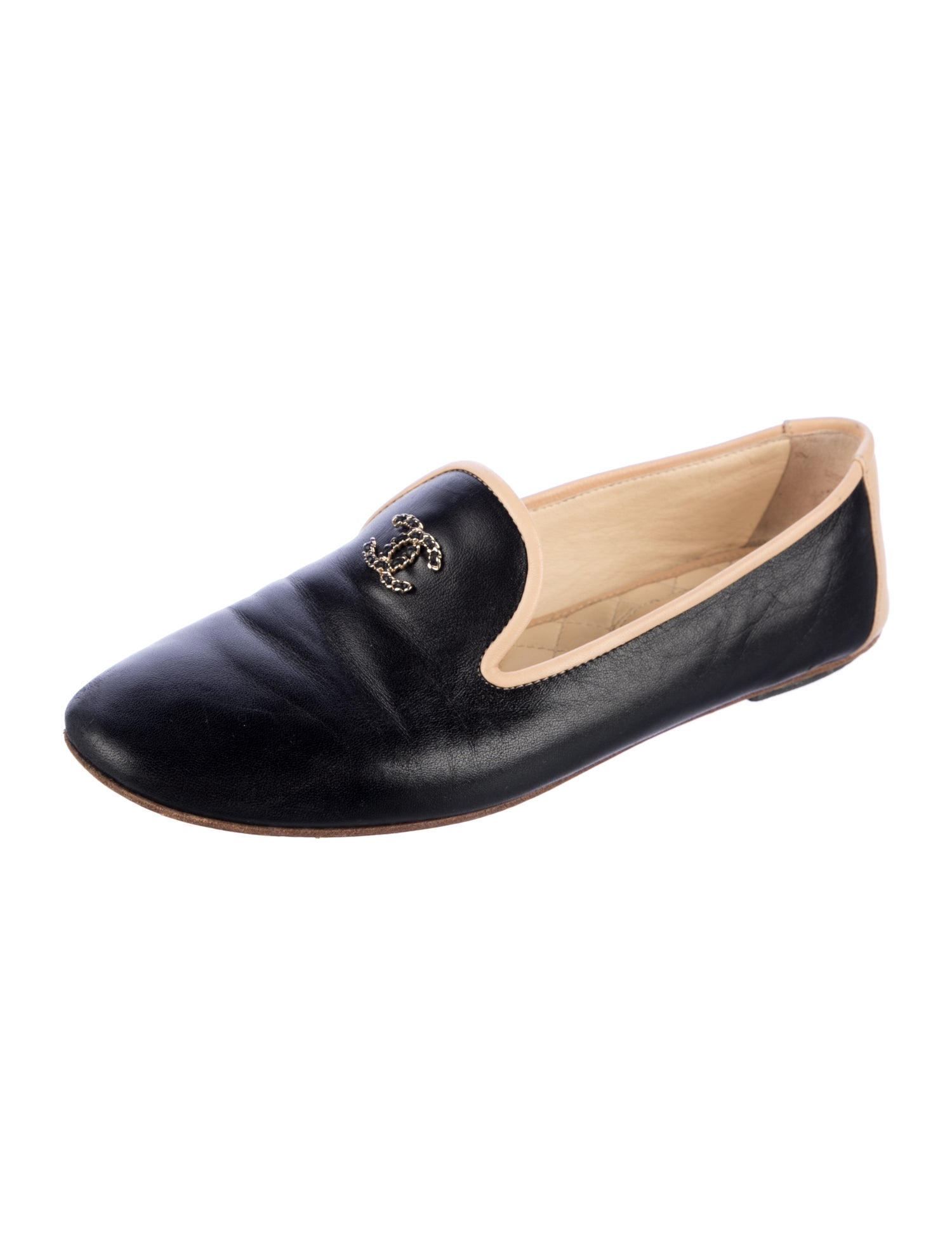 Chanel Interlocking CC Logo Leather Loafers