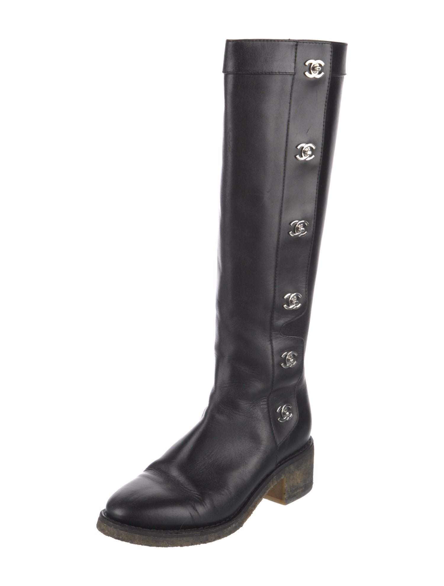Chanel 2015 Interlocking CC Logo Riding Boots