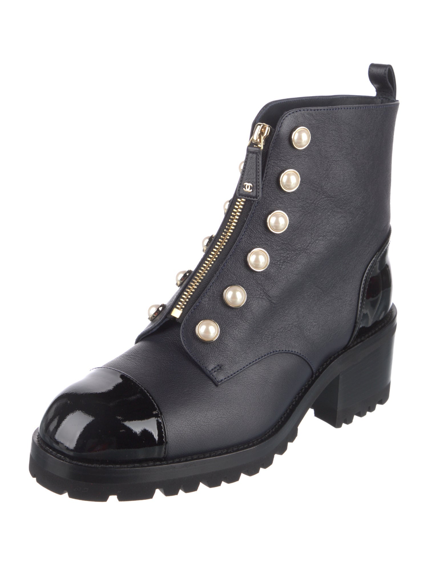 Chanel 2023 Interlocking CC Logo Combat Boots