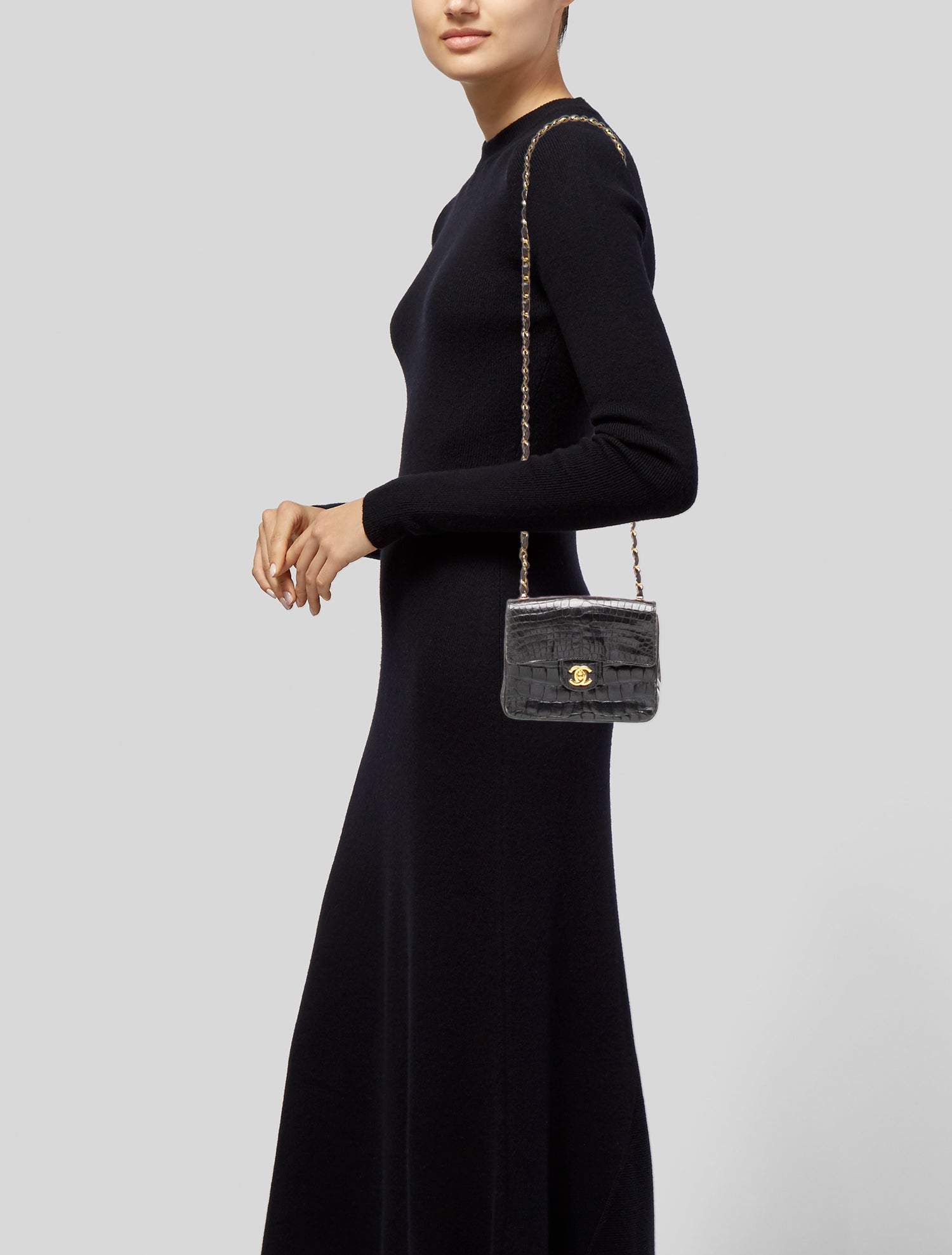 Chanel Classic Mini Square Alligator Flap Bag