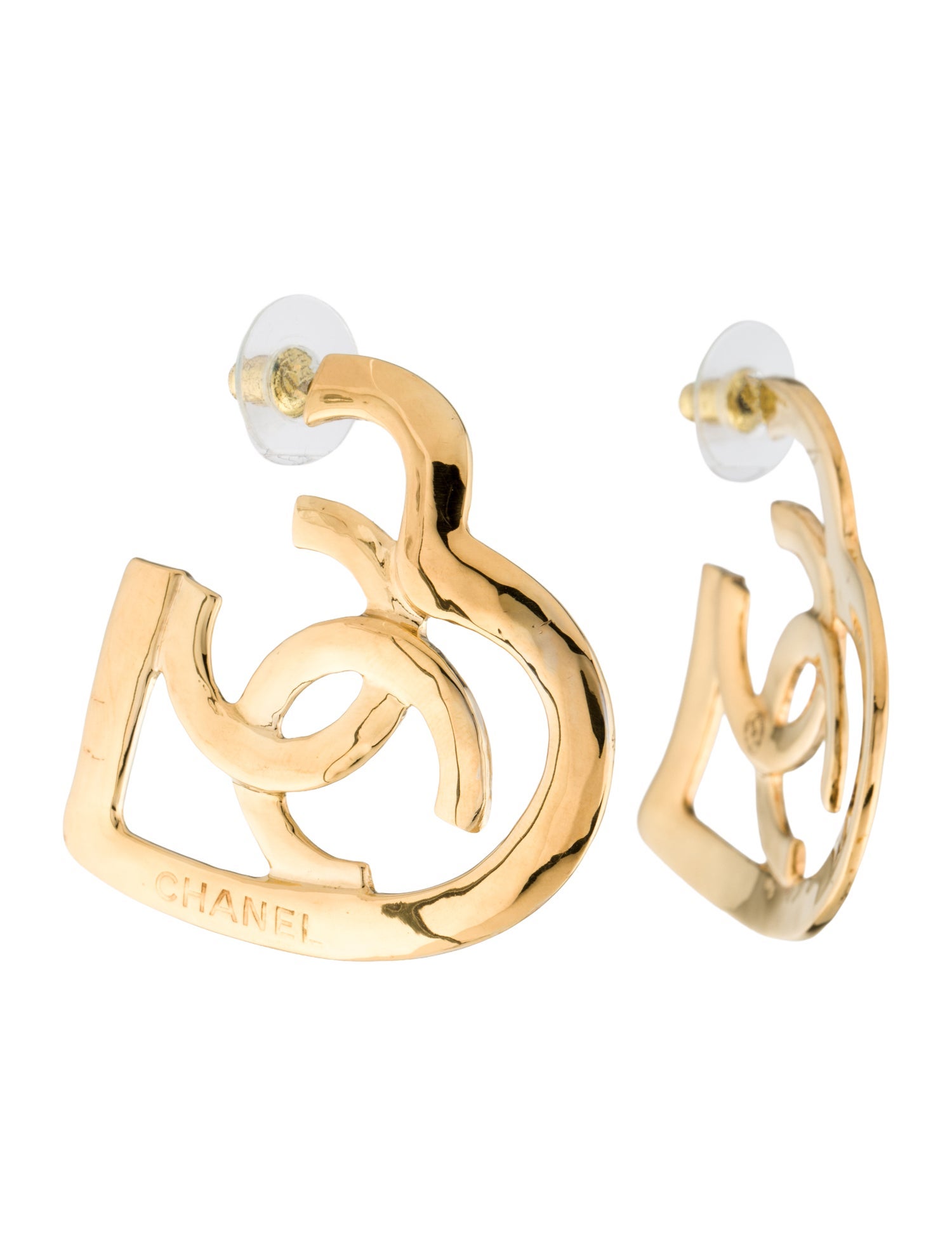 Chanel Heart CC Stud Earrings