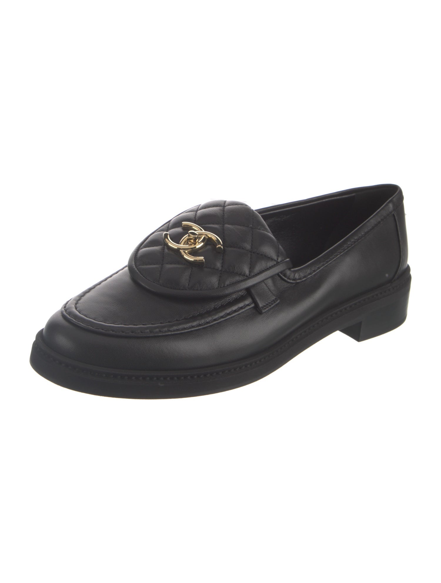 Chanel Interlocking CC Logo Lambskin Loafers