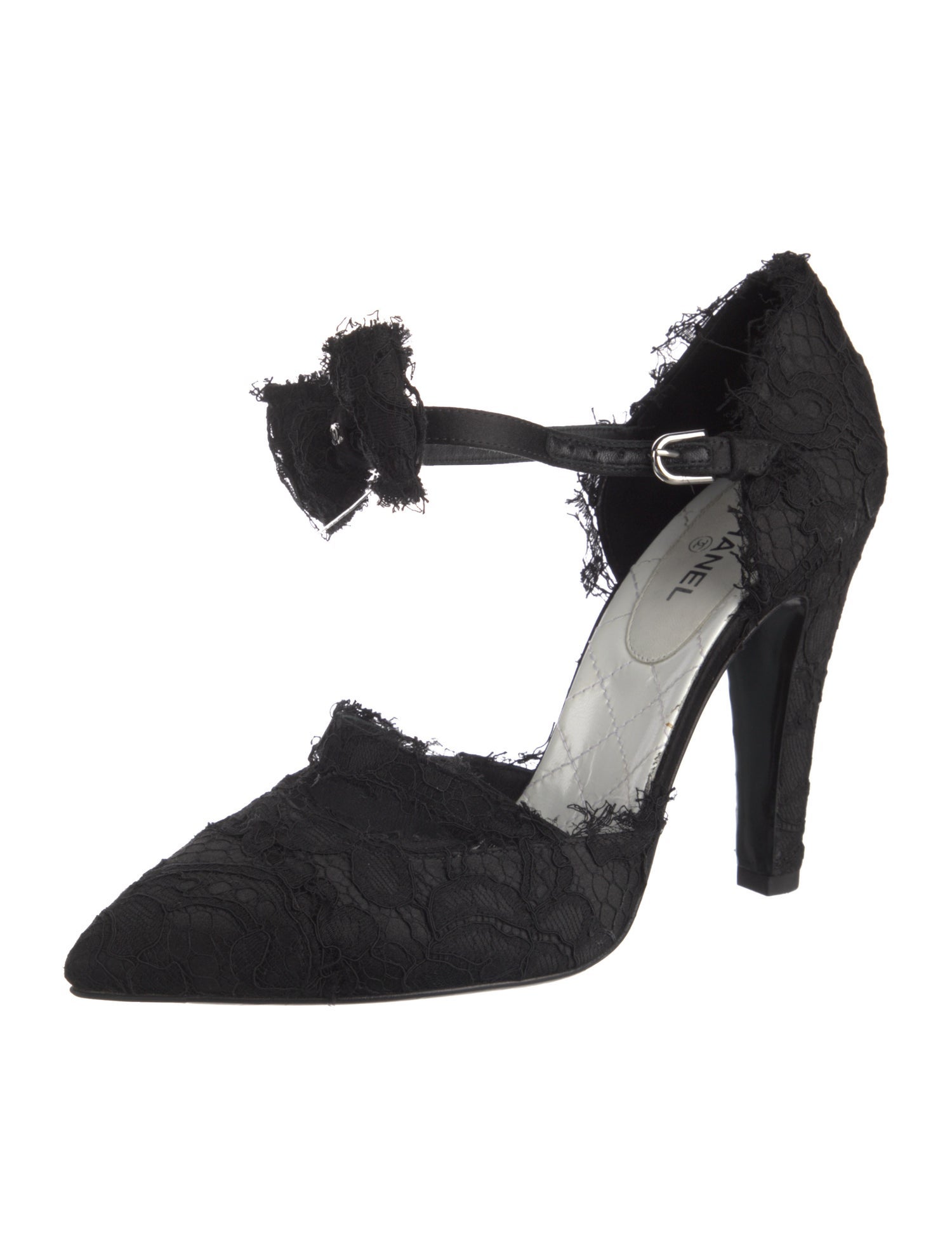 Chanel Interlocking CC Logo Lace D'Orsay Pumps